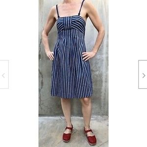 Tocca Empire Dress Blue White Striped Dress Small